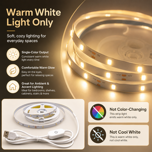Tira de Luces LED USB de 5 Metros, Cinta de Luz Flexible Blanca Cálida, Control Remoto, Regulable, para Decoración de Gabinetes, Espejos y Autocaravanas - Product Image 4