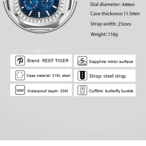 Men <b>Automatic</b> Watch Square Luxury Mechanical <b>Wristwatch</b> Luminous Date,24 Hours,Small Second Dial - Product Image 2