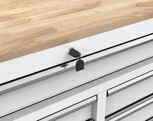 LIBENLI Armoire à outils roulante mobile à 8 tiroirs de 42 pouces avec dessus en bois massif blanc - Product Image 5