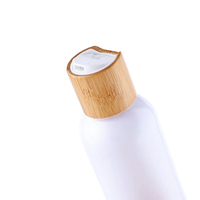 Botol Plastik Perawatan Kulit Kosmetik Alami Baru, Botol Lotion PET Hitam Dengan Tutup Cakram Bambu