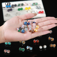 Boucles d'oreilles rondes en acier inoxydable avec pierre d'agate rouge et œil de tigre de 6 à 10 mm, résistantes aux rayures, idéales pour un usage quotidien, cadeaux, vente en gros JD GEMS
