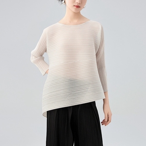 Tops informales de diseño irregular para mujer, camisa plisada Miyake de alta calidad, de talla grande, transpirable, ecológica, entrega rápida - Product Image 3