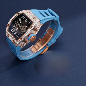 Montre de luxe unisexe en diamant VVS Moissanite, mouvement automatique personnalisé Seiko, boîtier en alliage, cadran élégant en acier inoxydable de 20 mm pour homme - Product Image 3