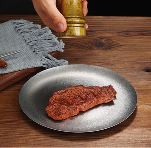 <span class=keywords><strong>Assiette</strong></span> coréenne de luxe en acier inoxydable doré vintage plate pour barbecue <span class=keywords><strong>assiette</strong></span> épaisse argentée <span class=keywords><strong>assiette</strong></span> à <span class=keywords><strong>dessert</strong></span> buffet à steak et fruits - Product Image 5