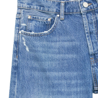Jeans en denim taille haute avec logo personnalisé pour femmes, lavage propre, effet usé, décontracté, streetwear, jeans droits, 100% coton, imperméable