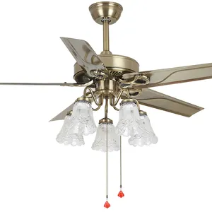 Coffee Shop Old Used Design House Fan Blade luxury Chandelier Steel Metal Decorative 5 Wings CE Ceiling Fan With Light