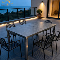 Table de jardin rectangulaire peu encombrante, extensible, pour hôtel, resort, balcon, extérieur, cour