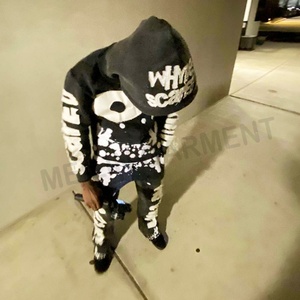 Men Applique Patches Embroidery Custom Logo Jogger Flare Tracksuit Cut and <b>Sew</b> Hoodies Two Piece <b>Set</b> Sweat Suit - Product Image 5