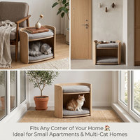 Mobilier d'angle personnalisé en bois, durable, de luxe, moderne et minimaliste, pour animaux de compagnie (chats et chiens), intégrant la mode écoresponsable et s'intègre au salon