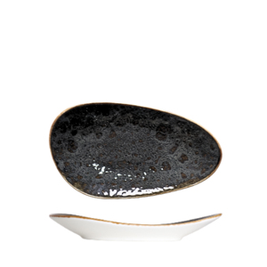 Piatto Piatto Astratto 21x12 cm in Ceramica Nera Smaltata - Product Image 1