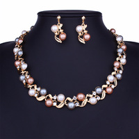 Vente directe d'usine, collier et boucles d'oreilles en imitation perle, très vendus en Europe et aux États-Unis, style tendance