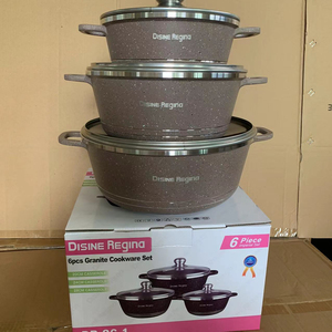 Thanh lịch 6Piece Cooking Pot <span class=keywords><strong>Set</strong></span> với biểu tượng tùy chỉnh không dính Granite <span class=keywords><strong>Cookware</strong></span> <span class=keywords><strong>Set</strong></span> cho phong cách Trung Quốc nấu ăn - Product Image 1