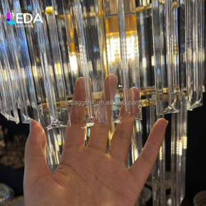 LEDA Luxury Multi Layer Hanging Iron Rod Chandelier Gold Frame Customizable Color Ceiling Pendant <b>Light</b> for Event Banquet Hall - Product Image 3