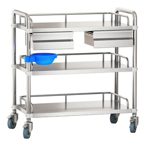 Carrito de acero inoxidable Boshengjia de 800 mm, 2-3 niveles, para uso médico en hospitales, laboratorios y enfermería. - Product Image 5