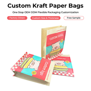 Bolsa Kraft de Pizza de lujo con impresión completa de logotipo personalizado, tienda de regalos marrón pequeña reciclada respetuosa con el medio ambiente - Product Image 1