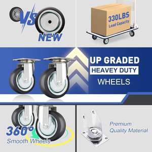 फोल्डेबल मेटल प्लेटफॉर्म ट्रॉली 330lb प्लेटफॉर्म ट्रक रोलिंग फ्लैटबेड के लिए पुश कार्ट डोली को धक्का देना - Product Image 3