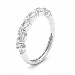 Marquise Cut Lab Grown Diamond Half <b>Eternity</b> <b>Ring</b> 925 <b>Silver</b> / 10KT 14KT 18KT White Gold Wedding Band <b>Ring</b> - Product Image 1