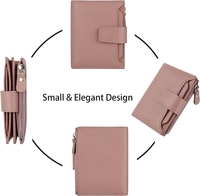 Petit portefeuille compact pour femmes Porte-monnaie à deux volets en cuir véritable bloquant la RFID avec fenêtres d'identification