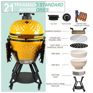 Auplex Factory Premium - Parrilla Kamado de Cerámica Esmerilada con Diseño de Piña de 21/23 Pulgadas <span class=keywords><strong>para</strong></span> Exteriores, Soporte <span class=keywords><strong>para</strong></span> Barbacoa, Asadores, Camping - Product Image 4
