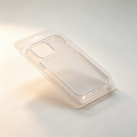 Boîte thermoformée personnalisable en PET/PP/PS pour l'électronique grand public, avec languette de suspension, type clamshell, pour étui de téléphone, transparente et visible