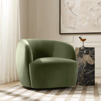 Fauteuil pivotant en velours vert, revêtement en velours de coton poly, canapés modernes pour salon, ensemble de canapés de luxe, ensemble de meubles de salon