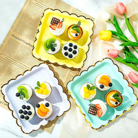 Assiettes en papier jetables carrées biodégradables en gros, couleur macaron, pour gâteaux et desserts, approvisionnement en vrac pour mariages et fêtes