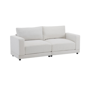 Modern Square Arm Sofa Set <b>Convertible</b> Sofa <b>Bed</b> Soft Fabric Upholstery Deep Cushions Sturdy Wooden Legs White for Living Room - Product Image 5
