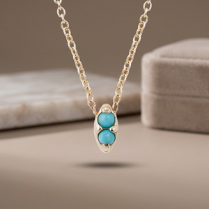 14K Gold Plated Sterling Silver Cut Green Turquoise Charm Fashion Gift Jewelry Unisex Geometric Strand <b>Necklace</b> Wedding - Product Image 2