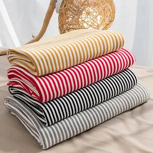 Stock beaucoup extensible tricoté teint rayé 95 coton 5 spandex tissu pour robe