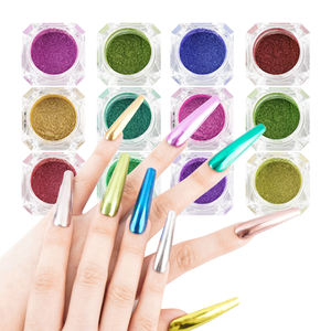 Pó Efeito Espelho Para Unhas de Fábrica em 18 Cores, Pó Cromado Atraente Para Nail Art com Decoração de Unha - Product Image 3