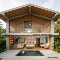 Plan de Casa de Dos Pisos y 3 Dormitorios Estilo Moderno del Sudeste Asiático, Renderizado en 3D, Soluciones de Materiales, Diseño de Proyecto Integral