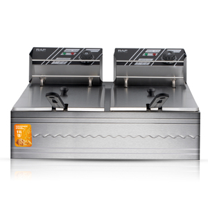 RAF 2500W Eficiente Engrosado Acero inoxidable Ollas dobles <span class=keywords><strong>Freidora</strong></span> profunda <span class=keywords><strong>Freidora</strong></span> eléctrica de calentamiento rápido Fácil de limpiar - Product Image 2