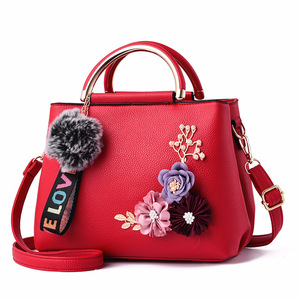 Bolsos de Mujer a la Moda, Estilo Nuevo, Bolso Bandolera de Piel Sintética, Bolso de Mano con Bordado Diagonal y Bola de Pelo de Regalo - Product Image 6