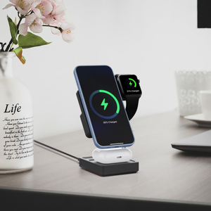 <span class=keywords><strong>Chargeur</strong></span> sans fil 3-en-1 pour <span class=keywords><strong>iPhone</strong></span> 17, 16e, 16, 15, 14, 13, 12, <span class=keywords><strong>11</strong></span>, X Pro Max et <span class=keywords><strong>Apple</strong></span> <span class=keywords><strong>Watch</strong></span> - Station de charge sans fil pour AirPods 4, 3 - Product Image 6