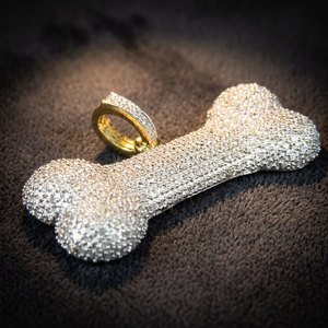 Colgante de Hueso de Perro con Diamante Moissanita de Corte Brillante Redondo en Plata 925, Estilo Hip Hop Personalizado, Regalo para Mascotas - Product Image 6