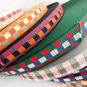 REWIN Rollo de Cinta Jacquard de Poliéster a Cuadros de 25 mm, Cinta de 1 Pulgada de Ancho, Cinta Gruesa <span class=keywords><strong>para</strong></span> Accesorios <span class=keywords><strong>para</strong></span> Mascotas, Correas <span class=keywords><strong>para</strong></span> Bolsas de Equipaje - Product Image 3
