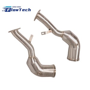 Downpipe FlowTech High Flow T304 en acier inoxydable pour Porsche Macan S GTS 2.9T 95B avec finition polie 200 cellules - Product Image 3