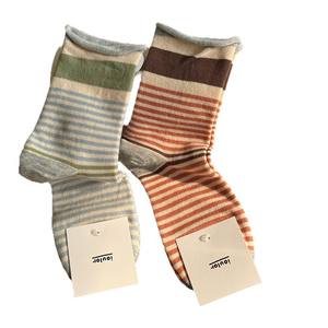 57A <span class=keywords><strong>Chaussettes</strong></span> bouclées désossées <span class=keywords><strong>Chaussettes</strong></span> mi-tube rayées Printemps et automne Casual Versatile Long Tube Pile <span class=keywords><strong>Chaussettes</strong></span> - Product Image 5