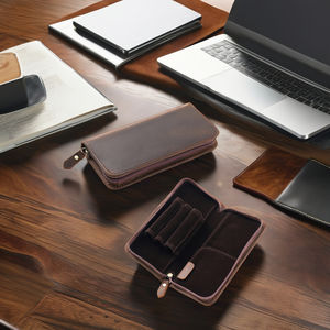 In vera pelle 4 slot custodia per penna stilografica portamatite scuola ufficio cancelleria cerniera custodia per scuola di cancelleria - Product Image 2