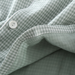 Pyjamas pour hommes Double couche de gaze de coton <span class=keywords><strong>japonais</strong></span> décontracté tricoté à manches longues à carreaux mince ensemble de vêtements d'été - Product Image 3