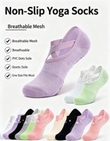 Chaussettes de yoga antidérapantes pour femmes, chaussettes de Pilates professionnelles mi-mollet et coupe basse, chaussettes de sport antidérapantes à semelle en tissu éponge pour le fitness