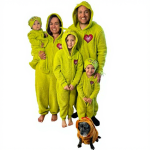 Mono de Papá Noel, pijama Unisex para adultos, pijama con capucha de Navidad para niños, disfraz de fiesta, disfraz de monstruo verde grande para niñas - Product Image 1