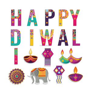 Huancai Happy Diwali bannière Festival de lumières <span class=keywords><strong>guirlande</strong></span> de lampes Deepavali banderole en papier pour Hindu Diwali fournitures de fête - Product Image 3