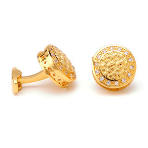 High-quality Understated Luxury Men's <b>Cufflinks</b> Rhinestone Gold Round <b>Shirt</b> <b>Cufflinks</b> - Product Image 4