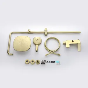 China Sanitary Wares Supplier Wholesale Bathroom Faucet Sanitary Ware Fitting Silvery Brass Rain Shower Column Set
