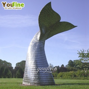 Sculpture d'animal de jardin en acier inoxydable de grande taille pour décoration extérieure, baleine - Product Image 3