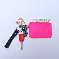 Dompet koin kecil Mini kotak-kotak Logo kustom kantung nilon tahan air portabel tas uang kartu wanita perempuan dengan gantungan kunci dompet koin