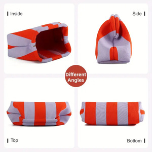 Bolsa de Maquillaje Grande Tipo Nube, Bolso de Mano Versátil de Punto, Bolso Tipo Clutch a Rayas para Mujer - Product Image 5