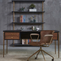 Fauteuil de lecture pivotant en cuir antique marron véritable, dossier moyen, avec roulettes, pour la maison, le bureau et l'hôtel - Vente en gros