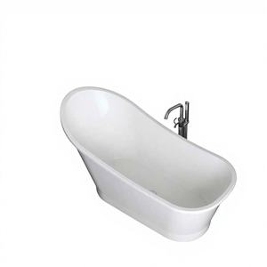 Bañera Ovalada de Mármol Independiente Contemporánea ALMA con Cascada, Garantía de 2 Años, Diseño Clásico Pequeño para Baños Relajantes - Product Image 1